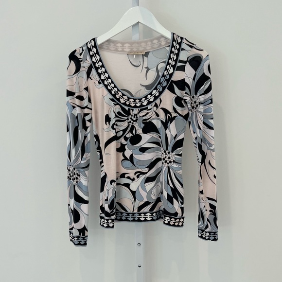 EMILIO PUCCI PINK FLORAL LONG SLEEVE T-SHIRT 31WP01 SIZE 8 - Picture 4 of 17